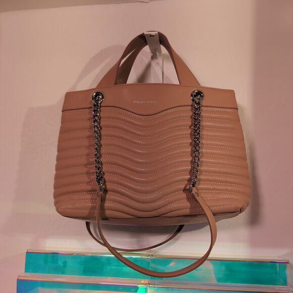 Rebecca Minkoff Handbags - Rebecca Minkoff Brown Quilted Satchel Top Handle Bag Silver Hardware Chain Strap